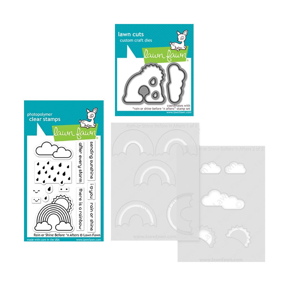 Lawn Fawn Rain or Shine Before 'n Afters Stamps Dies and Stencils