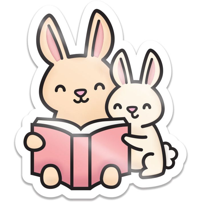 Lawn Fawn Reading Bunnies Vinyl Sticker lf4225