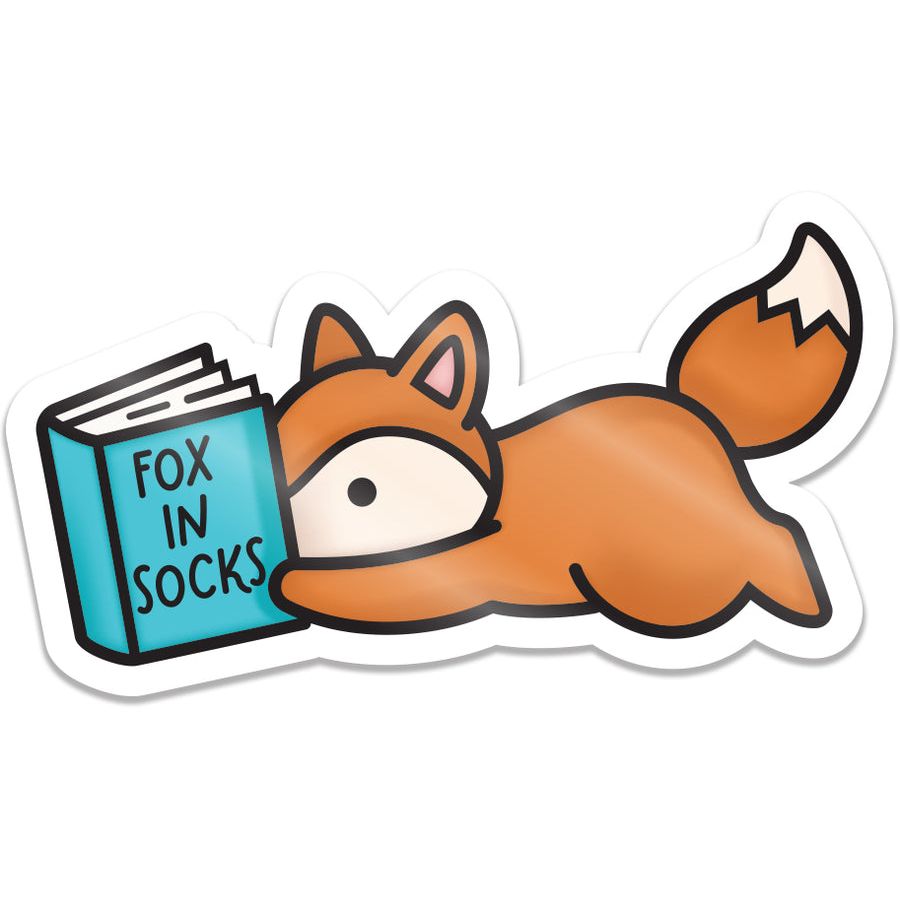 Lawn Fawn Reading Fox Vinyl Sticker lf4226