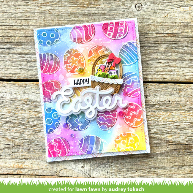 Lawn Fawn Reveal Wheel Spring Basket Add-Ons and Templates Set happy easter