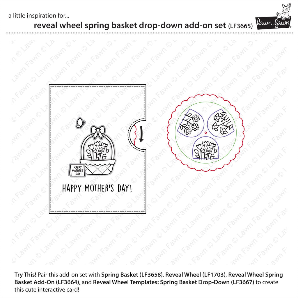 Lawn Fawn Reveal Wheel Spring Basket Drop-Down Add-On Template and Die Set lf3665 in action