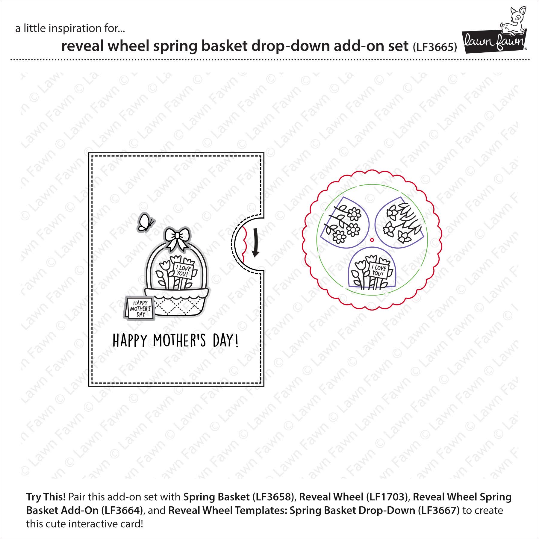 Lawn Fawn Reveal Wheel Spring Basket Drop-Down Add-On Template and Die Set lf3665 in action