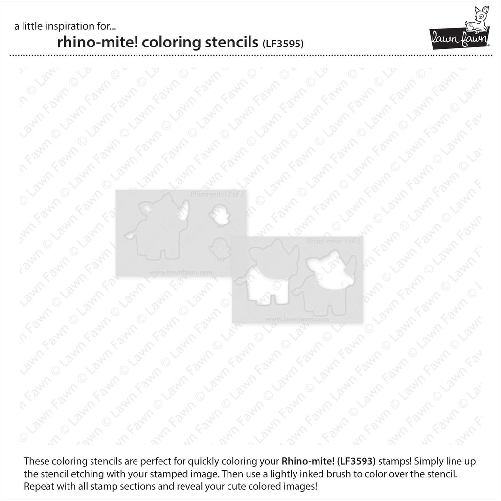 Lawn Fawn Rhino-mite! Coloring Stencils lf3595 individual