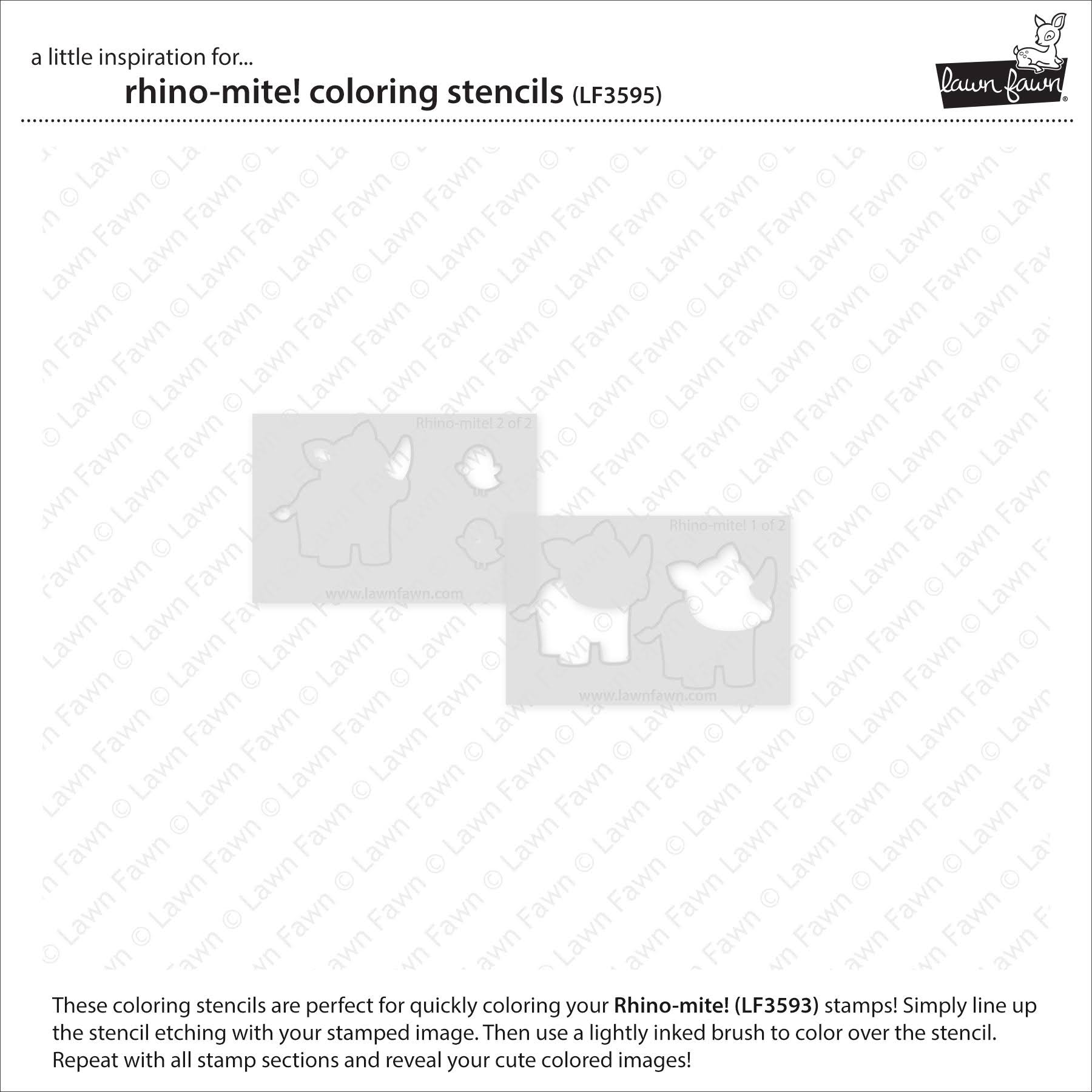 Lawn Fawn Rhino-mite! Coloring Stencils lf3595 individual