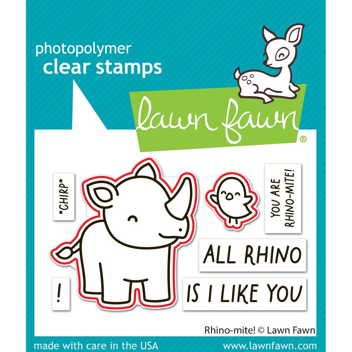 Lawn Fawn Rhino-mite! Dies lf3594 outlined stamps