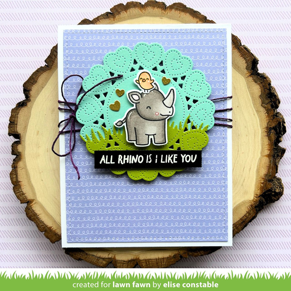 Lawn Fawn Rhino-mite! Stamps Dies and Coloring Stencils Set i like you