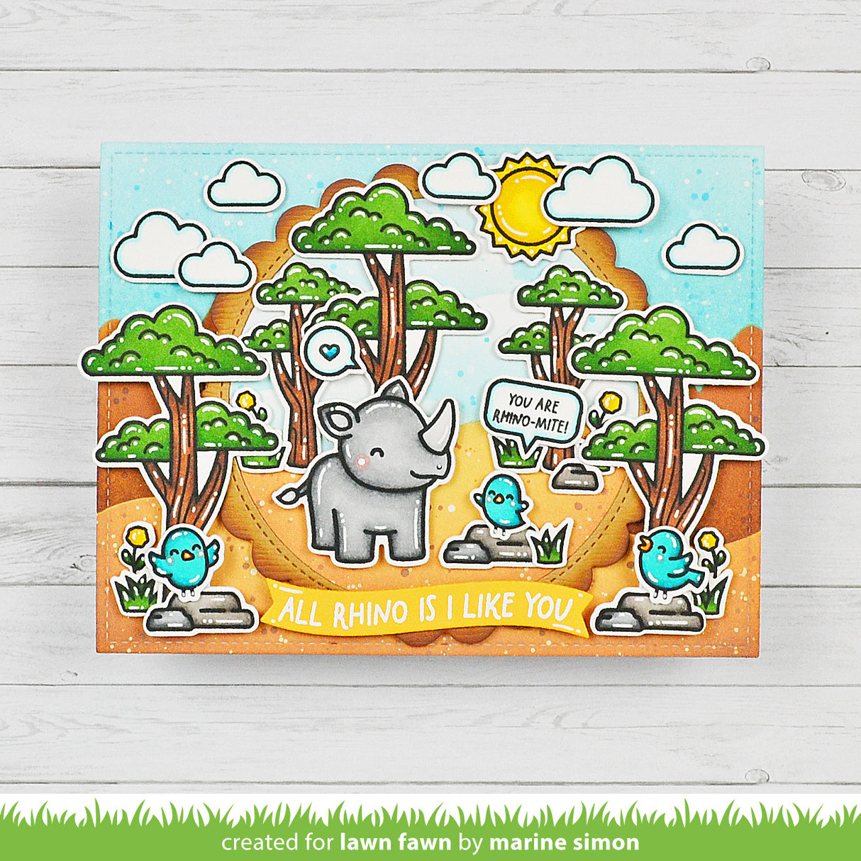 Lawn Fawn Rhino-mite! Stamps and Dies all rhino