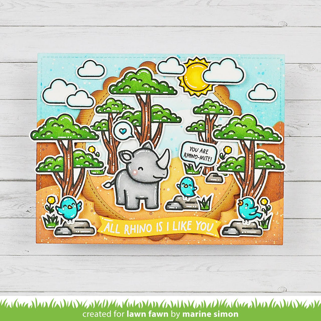 Lawn Fawn Rhino-mite! Stamps lf3593 like you all rhino