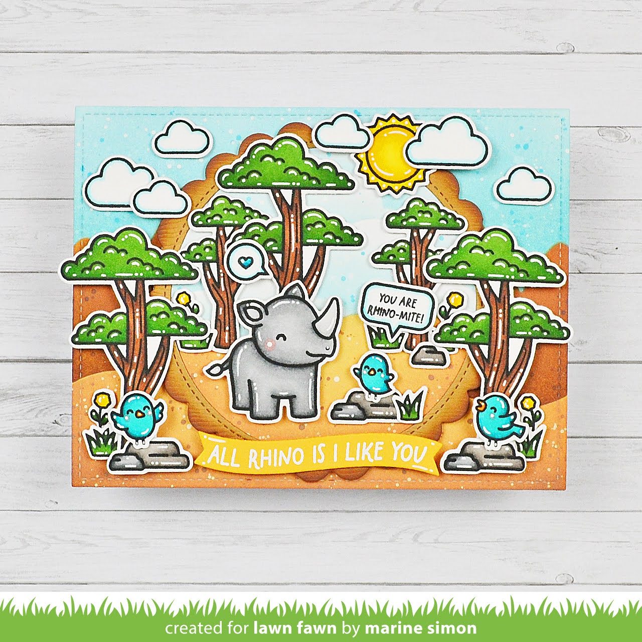 Lawn Fawn Rhino-mite! Stamps lf3593 like you all rhino