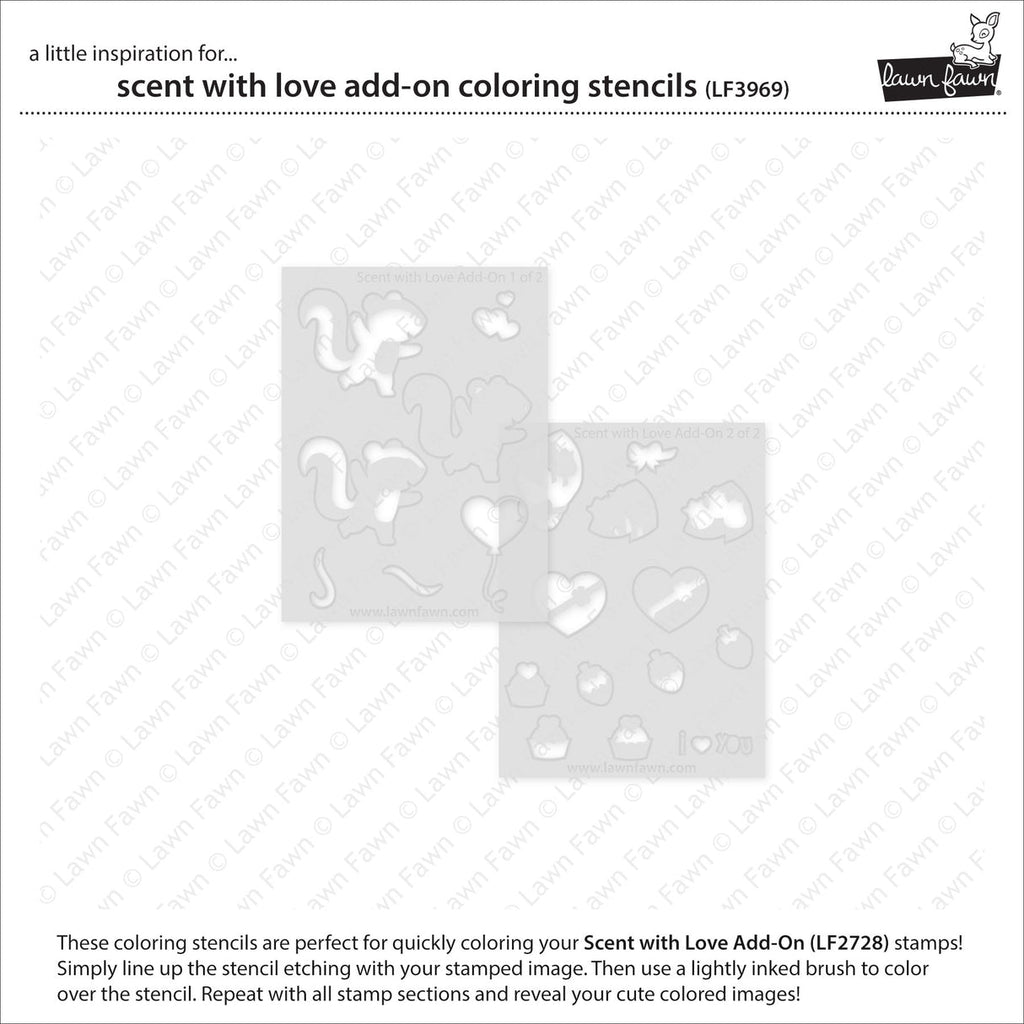 Lawn Fawn Scent with Love Add-On Coloring Stencils lf3969 set of 2