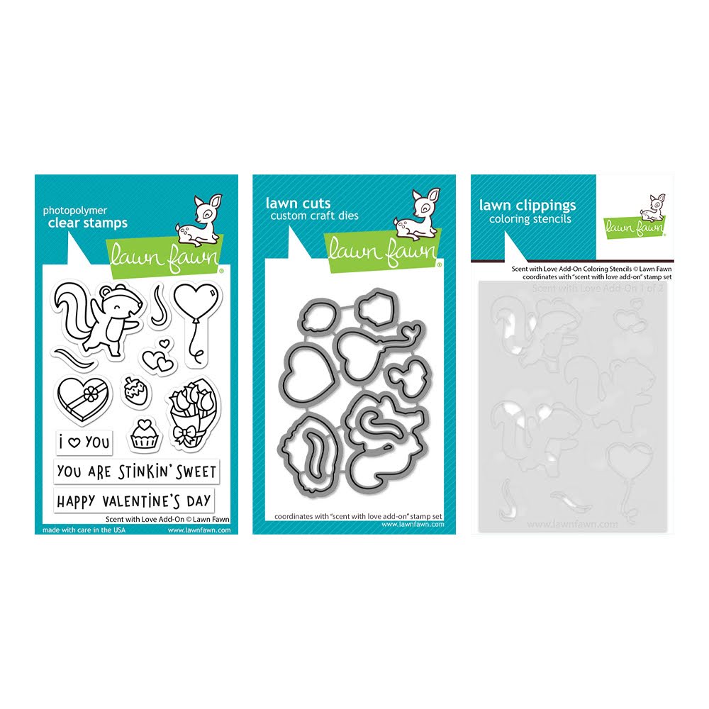 Lawn Fawn Scent with Love Add-On Stamps Dies and Stencils