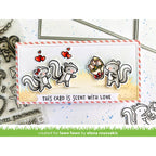 Lawn Fawn Scent with Love Add-On Stamps Dies and Stencils mini slimline punny skunk love card