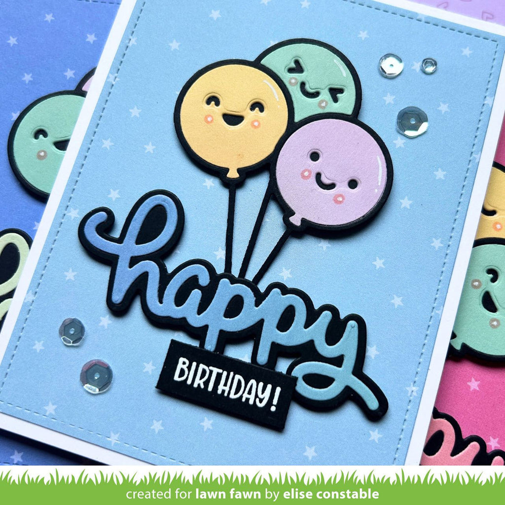 Lawn Fawn Scripty Happy and Outline Add-On Set hbd