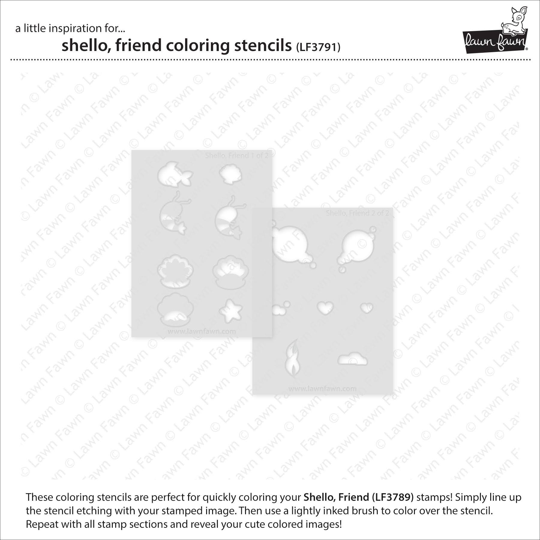 Lawn Fawn Shello, Friend Coloring Stencils lf3791 set of 2