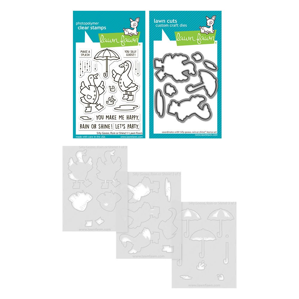 Lawn Fawn Silly Goose, Rain or Shine! Stamps Dies and Stencils