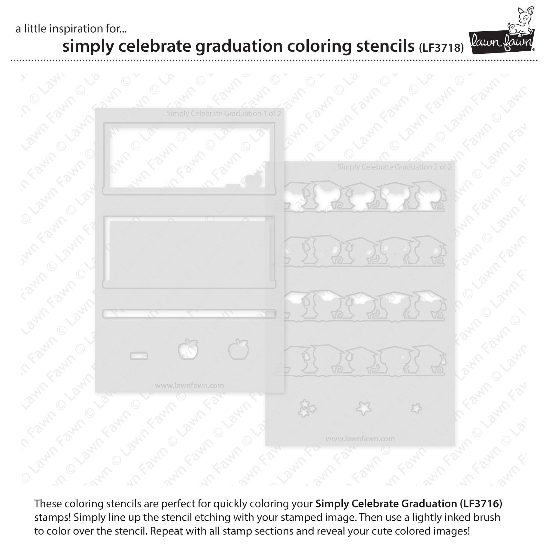 Lawn Fawn Simply Celebrate Graduation Coloring Stencils lf3718 individual stencils