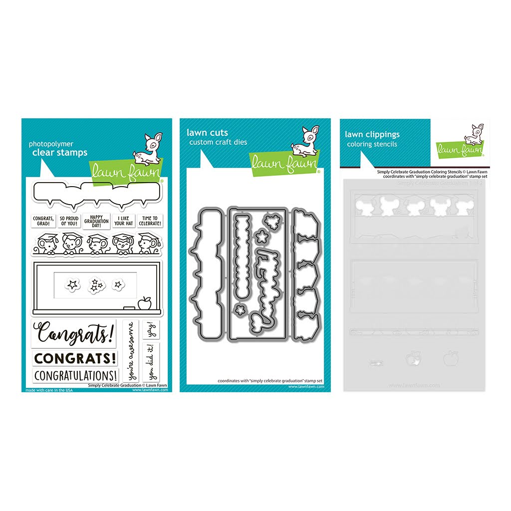 Lawn Fawn Simply Celebrate Graduation Stamps Dies and Coloring Stencils Set