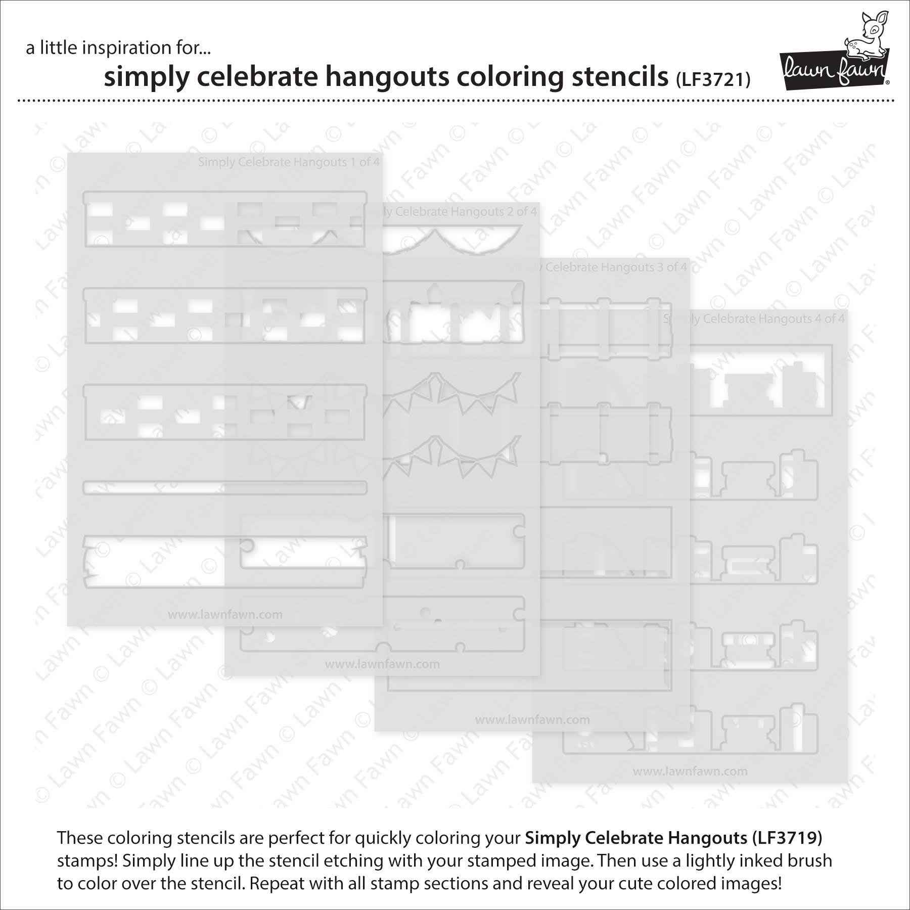 Lawn Fawn Simply Celebrate Hangouts Coloring Stencils lf3721 individual stencils