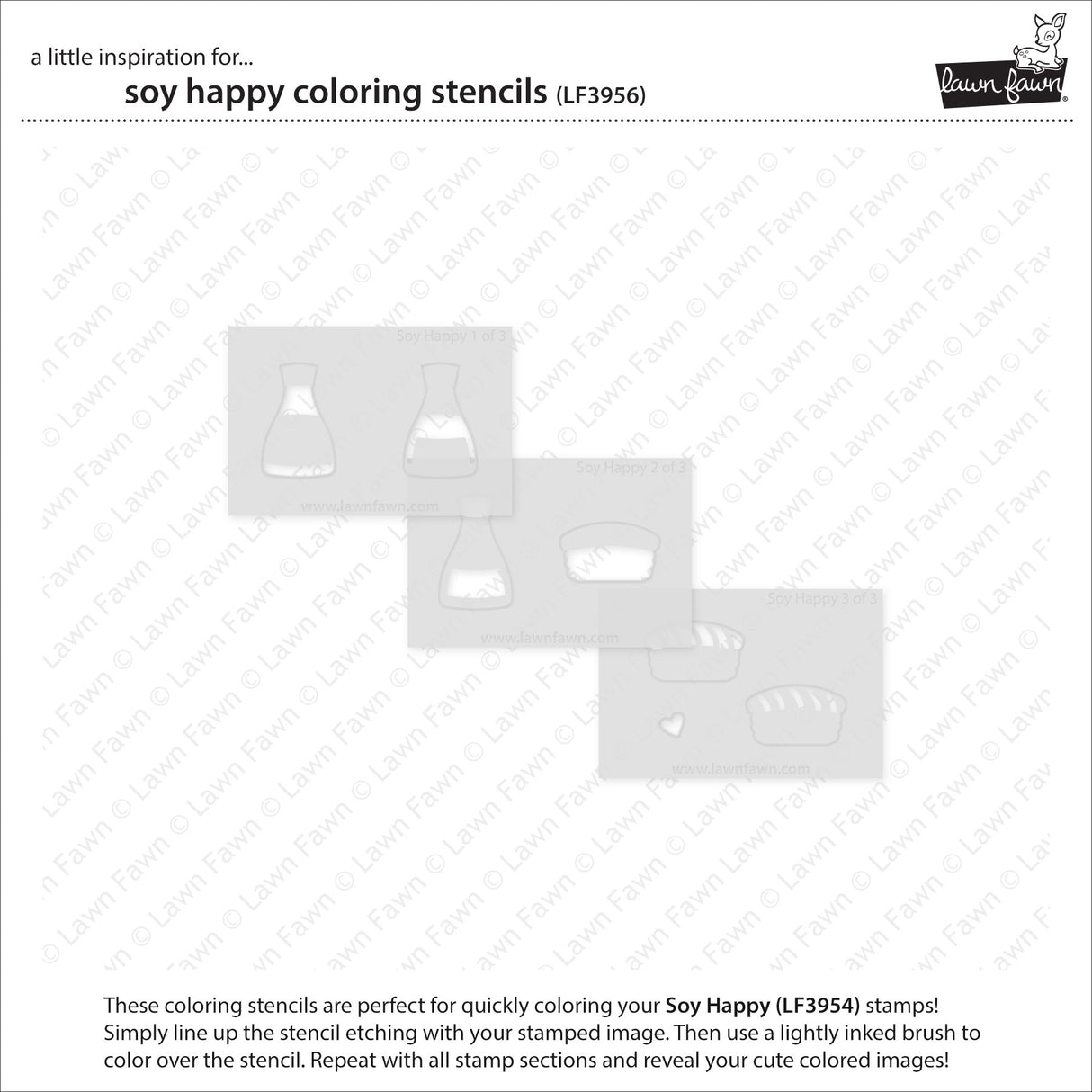 Lawn Fawn Soy Happy Coloring Stencils lf3956 set of 3