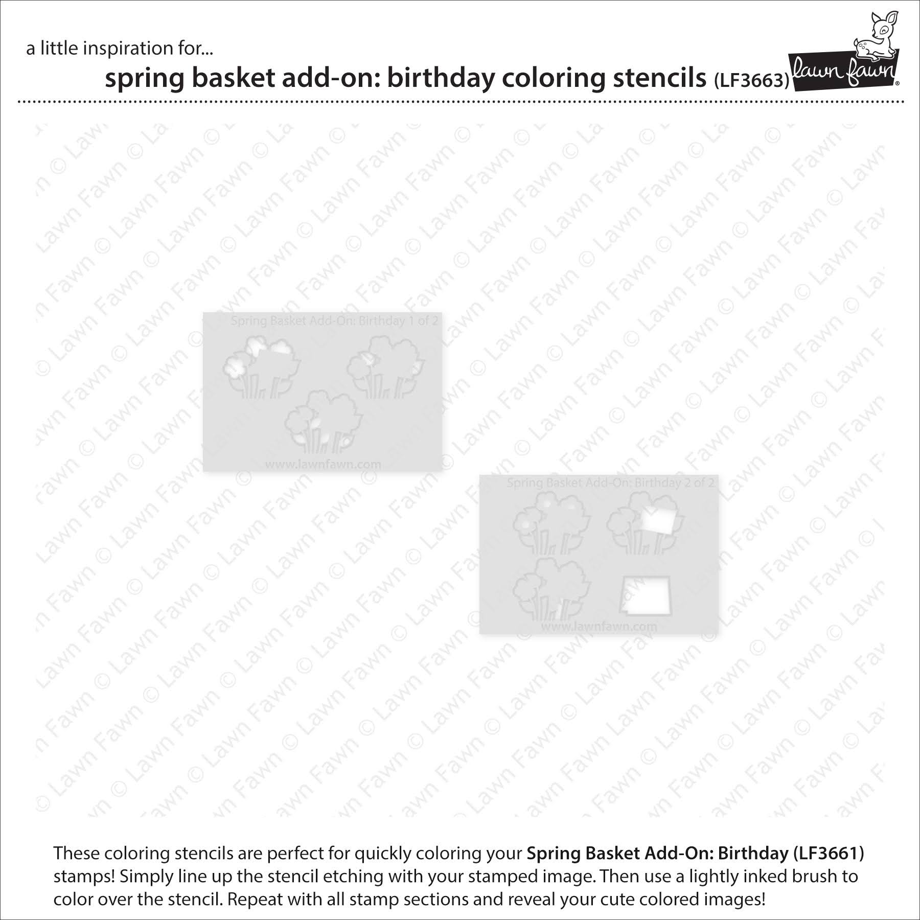 Lawn Fawn Spring Basket Add-On Birthday Coloring Stencils lf3663 individuals
