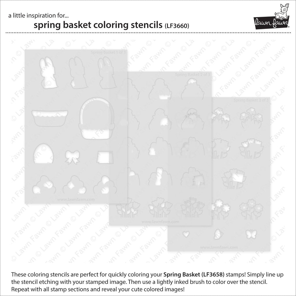 Lawn Fawn Spring Basket Coloring Stencils lf3660 set of 3