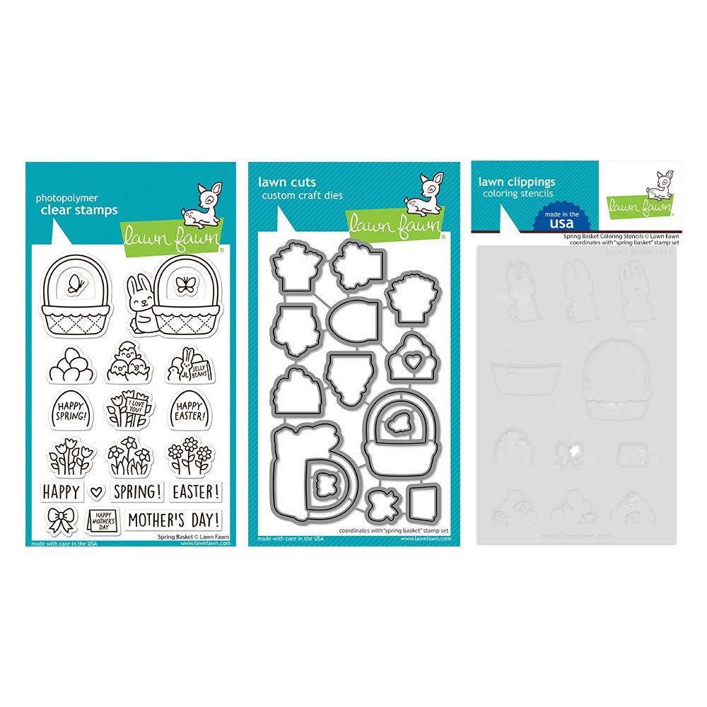 Lawn Fawn Spring Basket Stamps Dies and Coloring Stencils Set