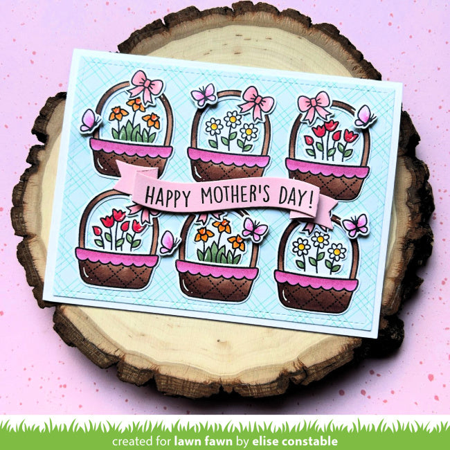 Lawn Fawn Spring Basket Stamps Dies and Coloring Stencils Set mother's day
