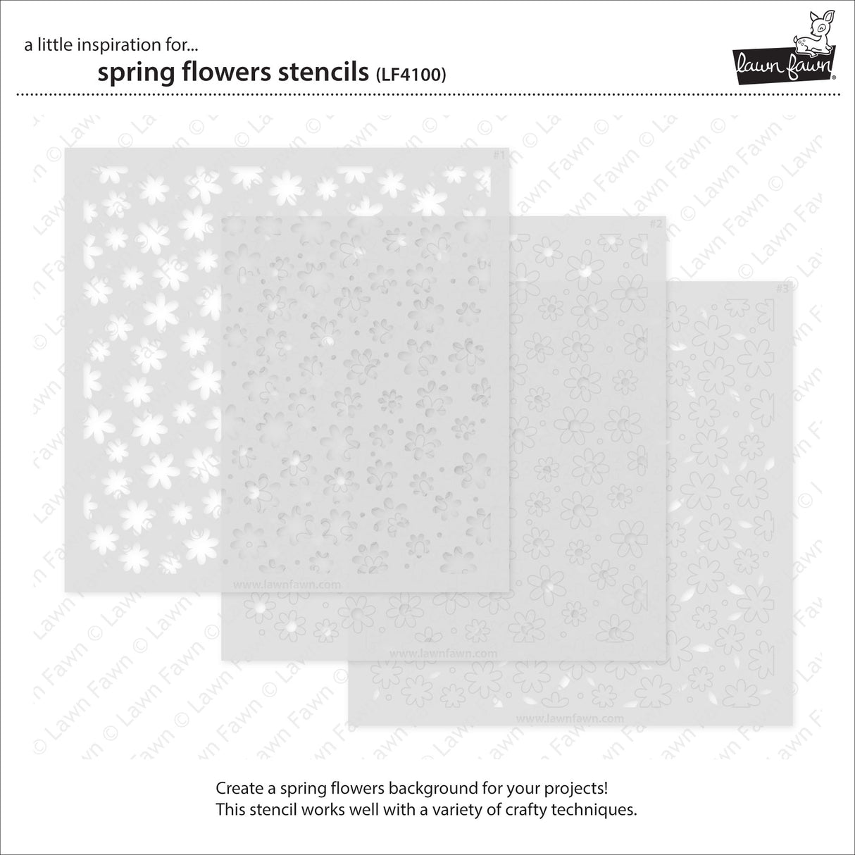 Lawn Fawn Spring Flowers Stencils lf4100 individual stencils