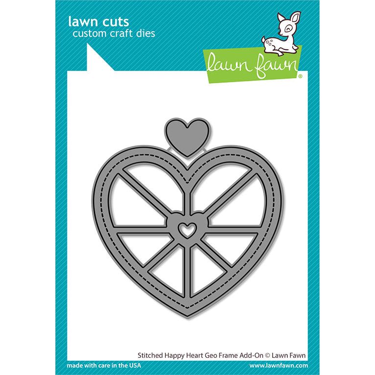 Lawn Fawn Stitched Happy Heart Geo Frame Add-On Dies lf3613