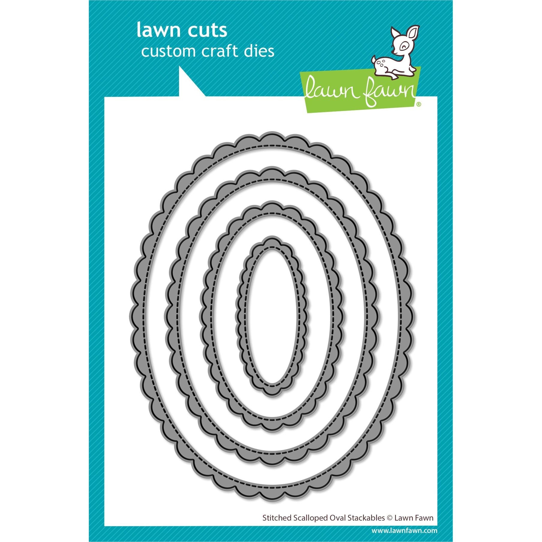 Lawn Fawn Stitched Scalloped Oval Stackables Dies lf4050