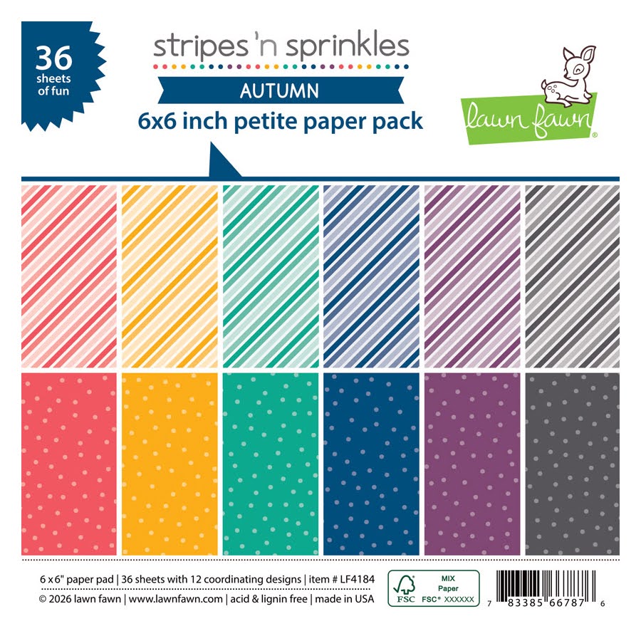 Lawn Fawn Stripes 'n Sprinkles Autumn 6x6 Inch Petite Paper Pack lf4184