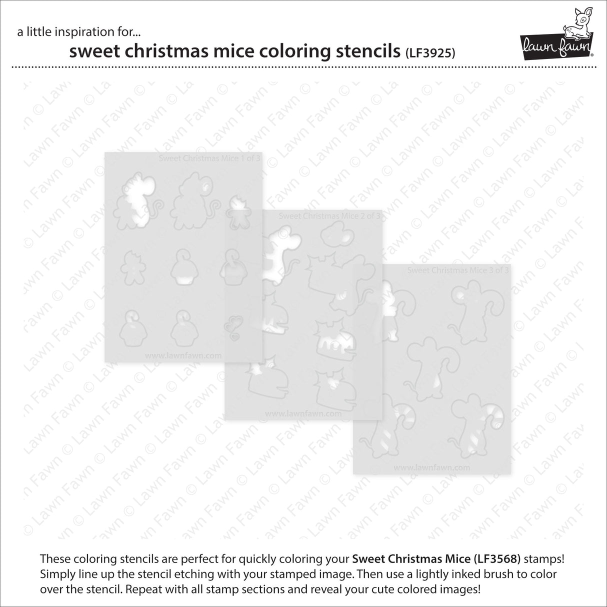 Lawn Fawn Sweet Christmas Mice Coloring Stencils lf3925 all 3 stencils