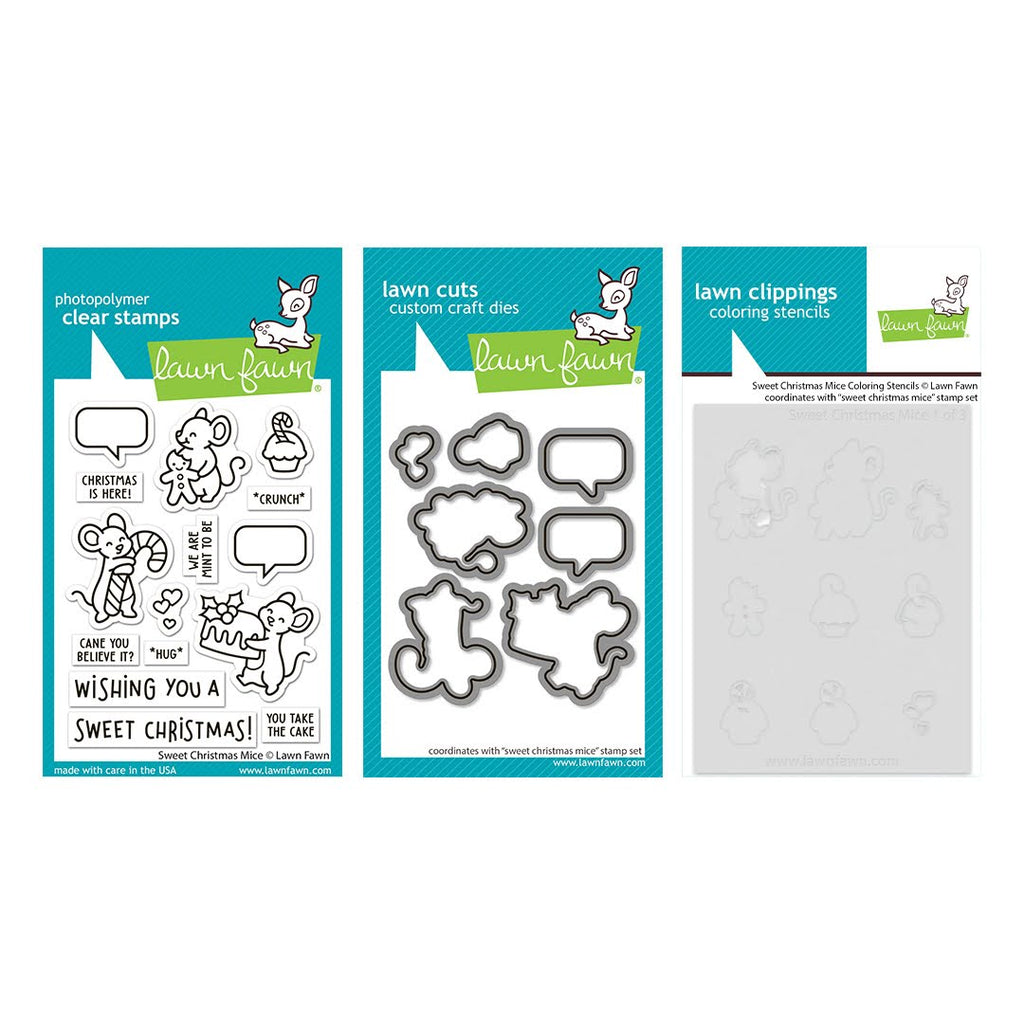 Lawn Fawn Sweet Christmas Mice Stamps Dies and Coloring Stencils