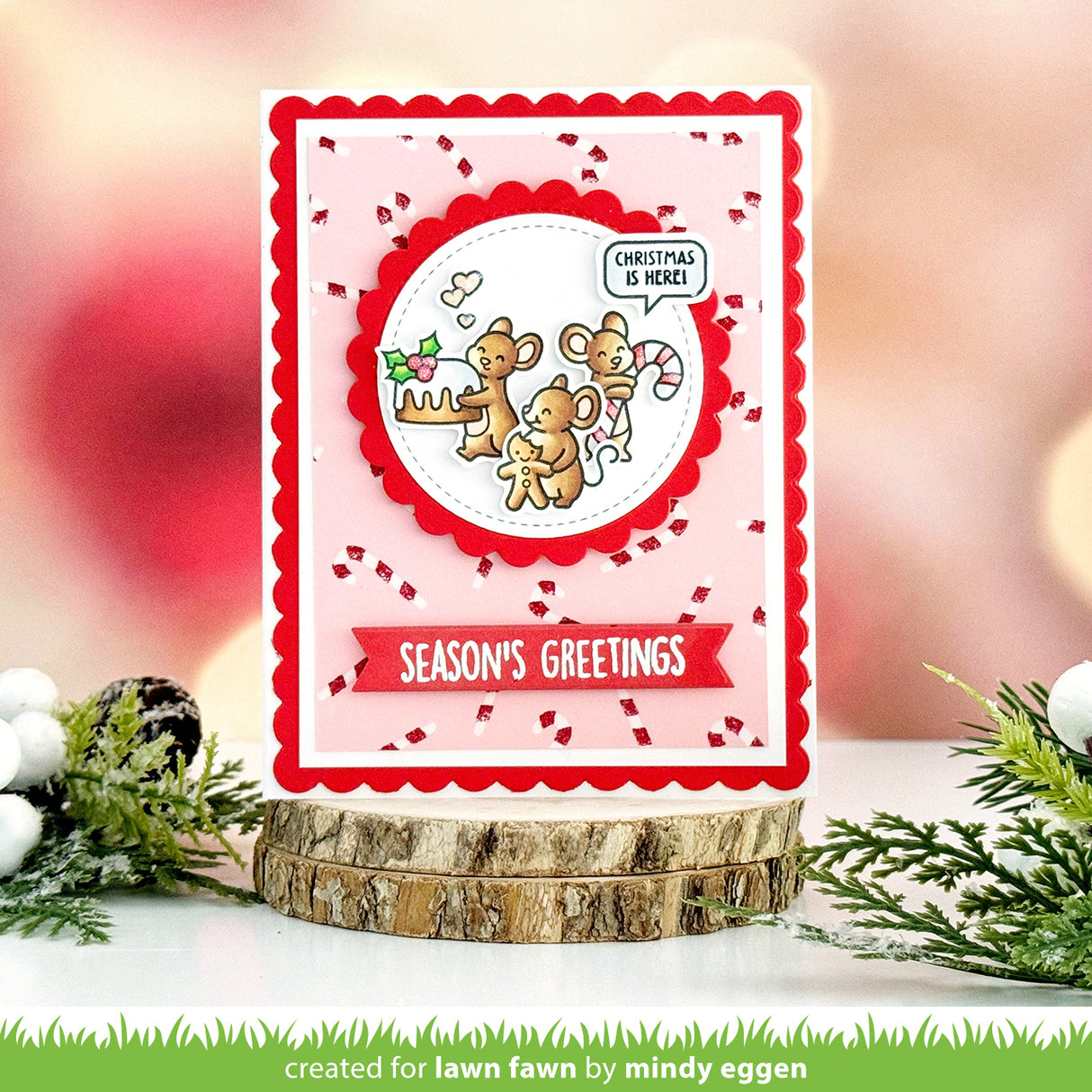 Lawn Fawn Sweet Christmas Mice Stamps lf3568 season's greetings
