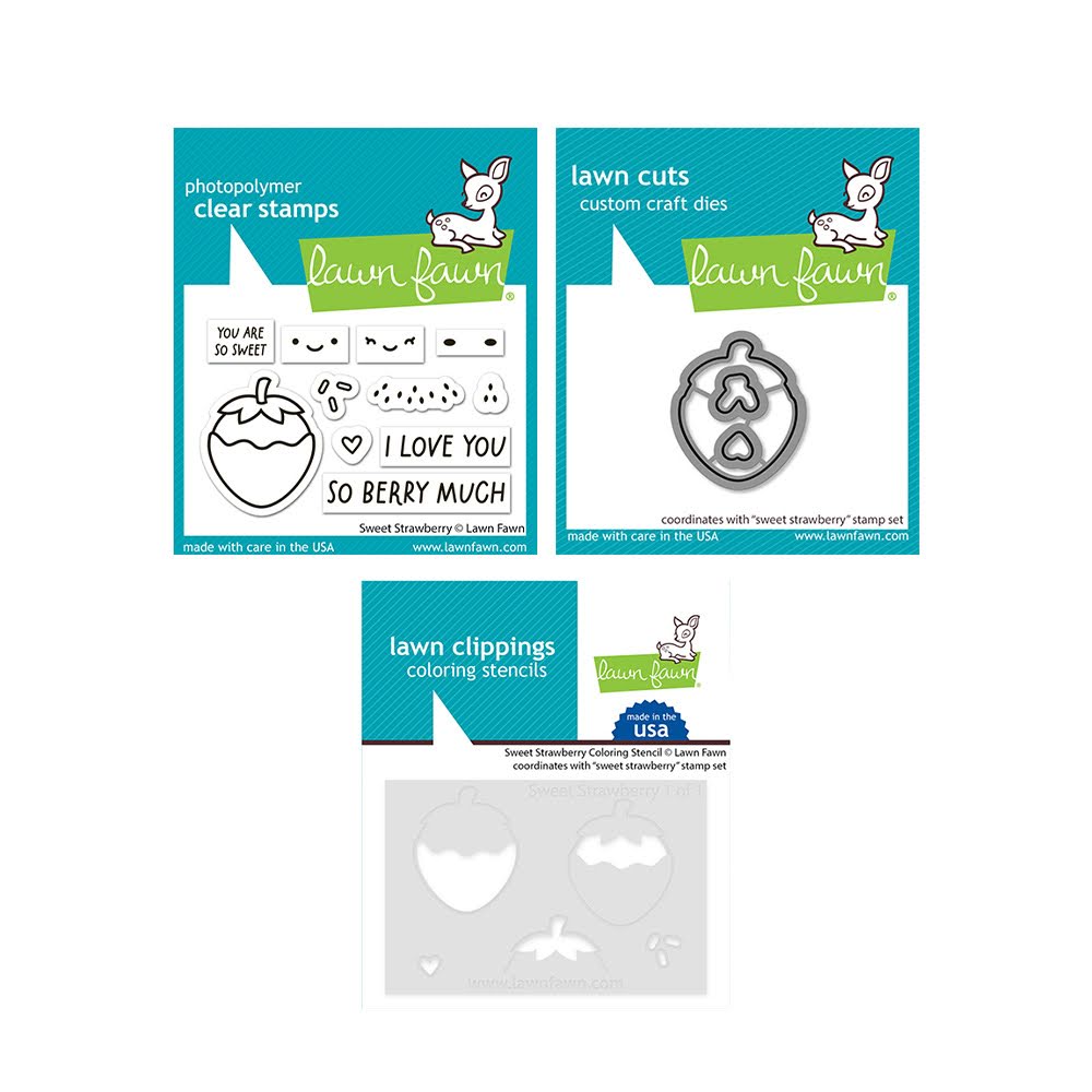 Lawn Fawn Sweet Strawberry Stamps Dies and Coloring Stencil Set