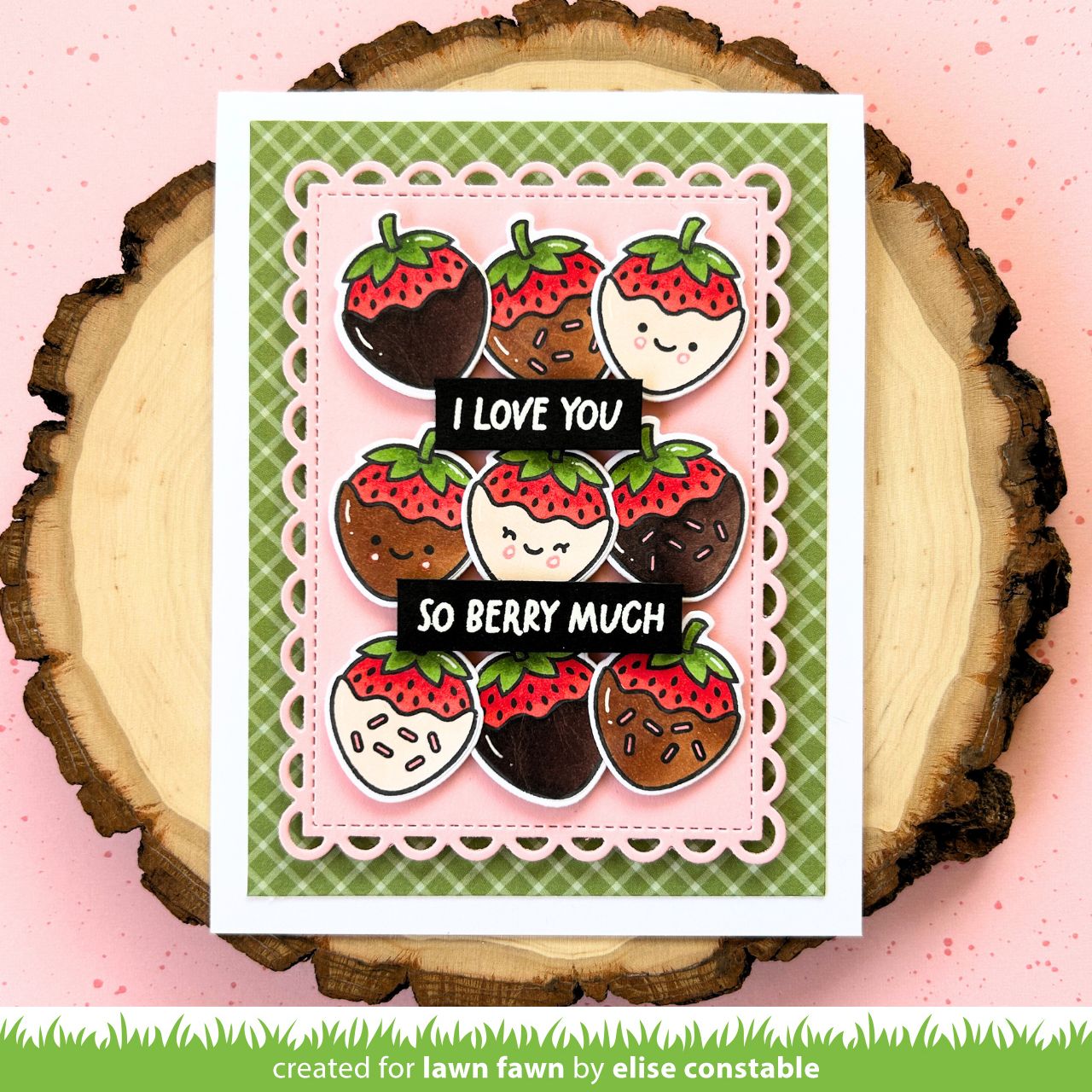 Lawn Fawn Sweet Strawberry Stamps Dies and Coloring Stencil Set berry much