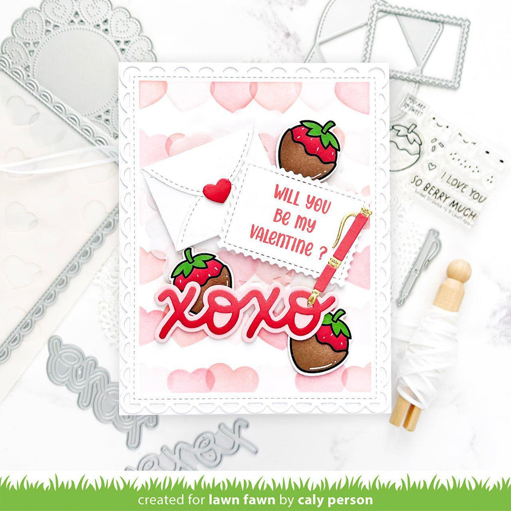Lawn Fawn Sweet Strawberry Stamps lf3602 xoxo