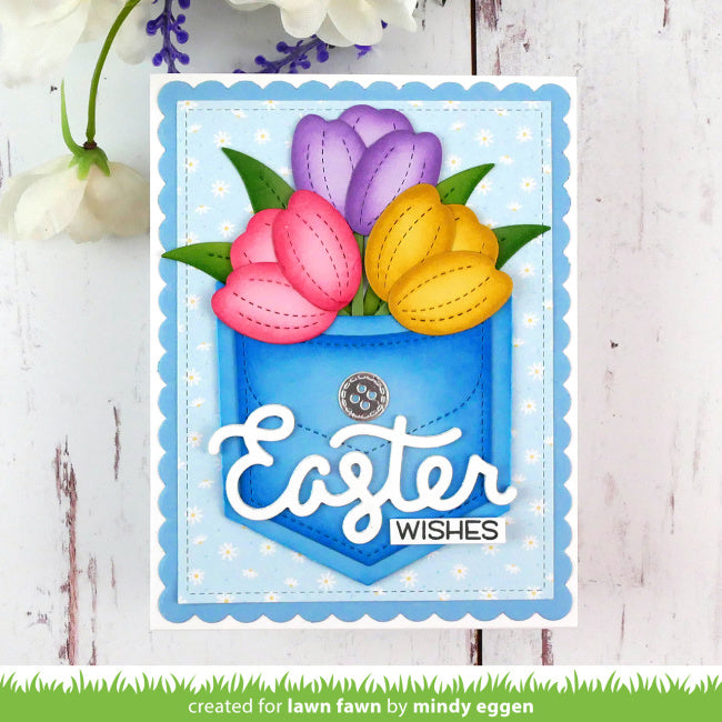 Lawn Fawn Terrific Tulips and Flower Bouquet Wrap Set easter wishes