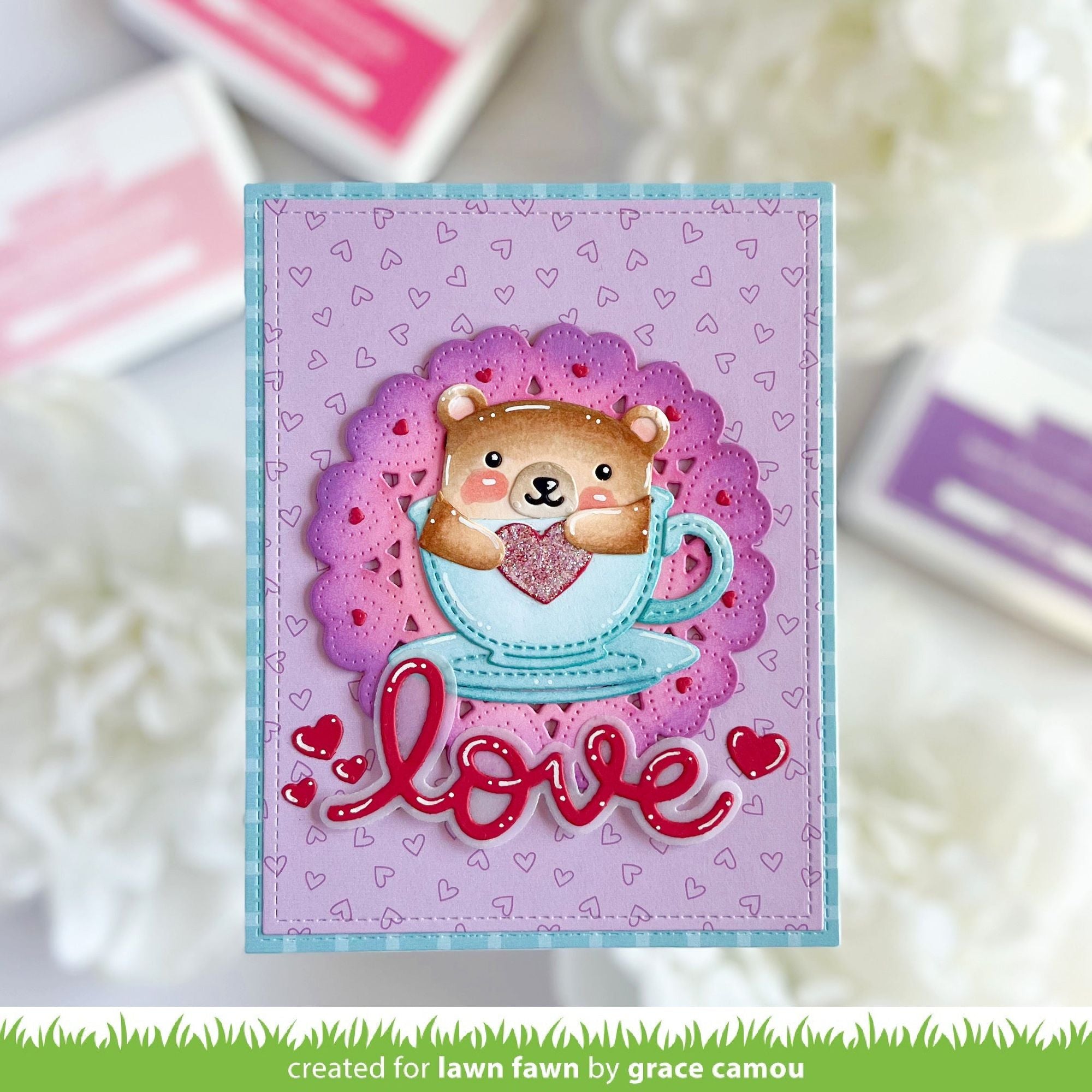 Lawn Fawn Tiny Gift Box Panda and Bear Add-Ons Dies lf3614 love