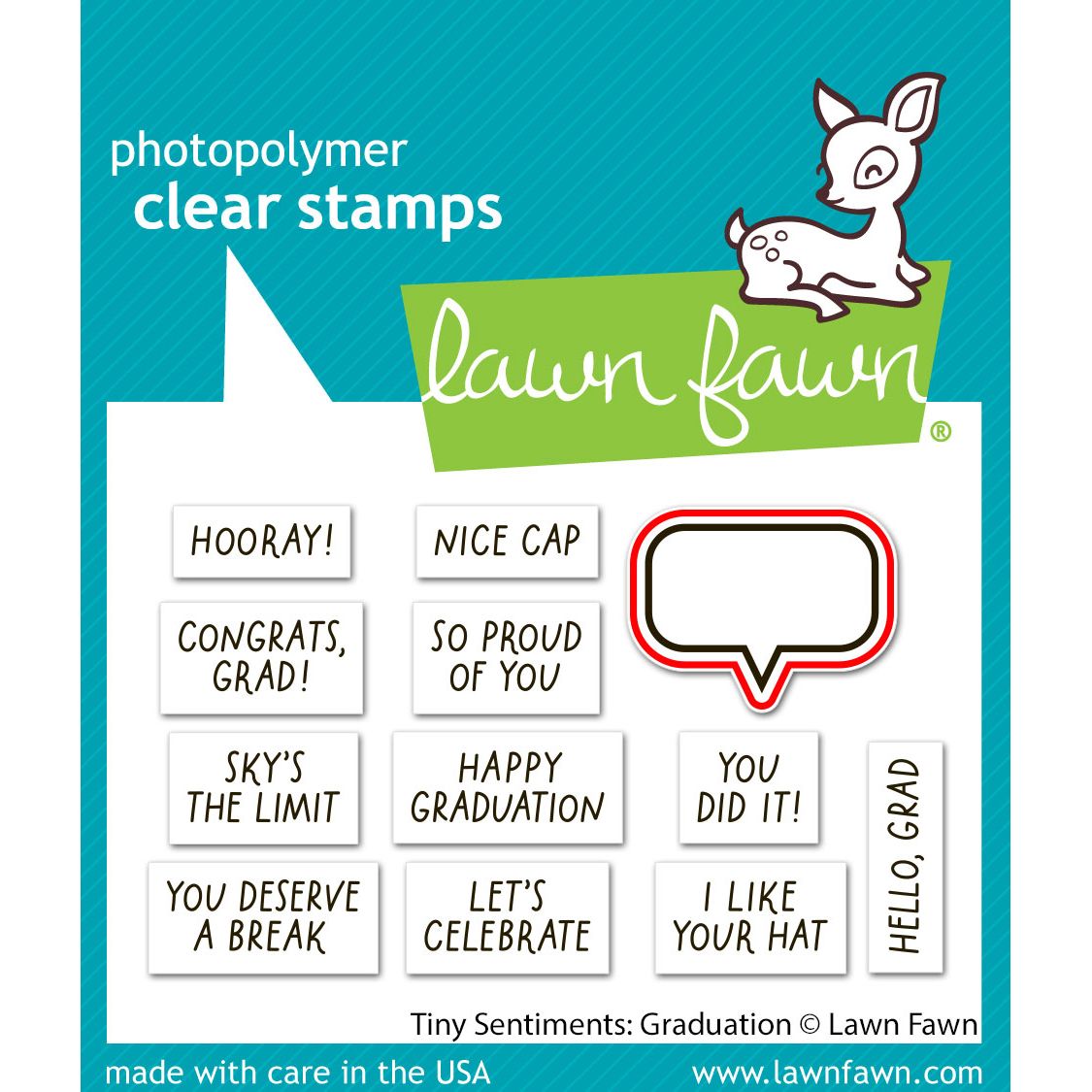 Lawn Fawn Tiny Sentiments: Graduation Die lf4083 red line to indicate stamp that is cut with coordinating die