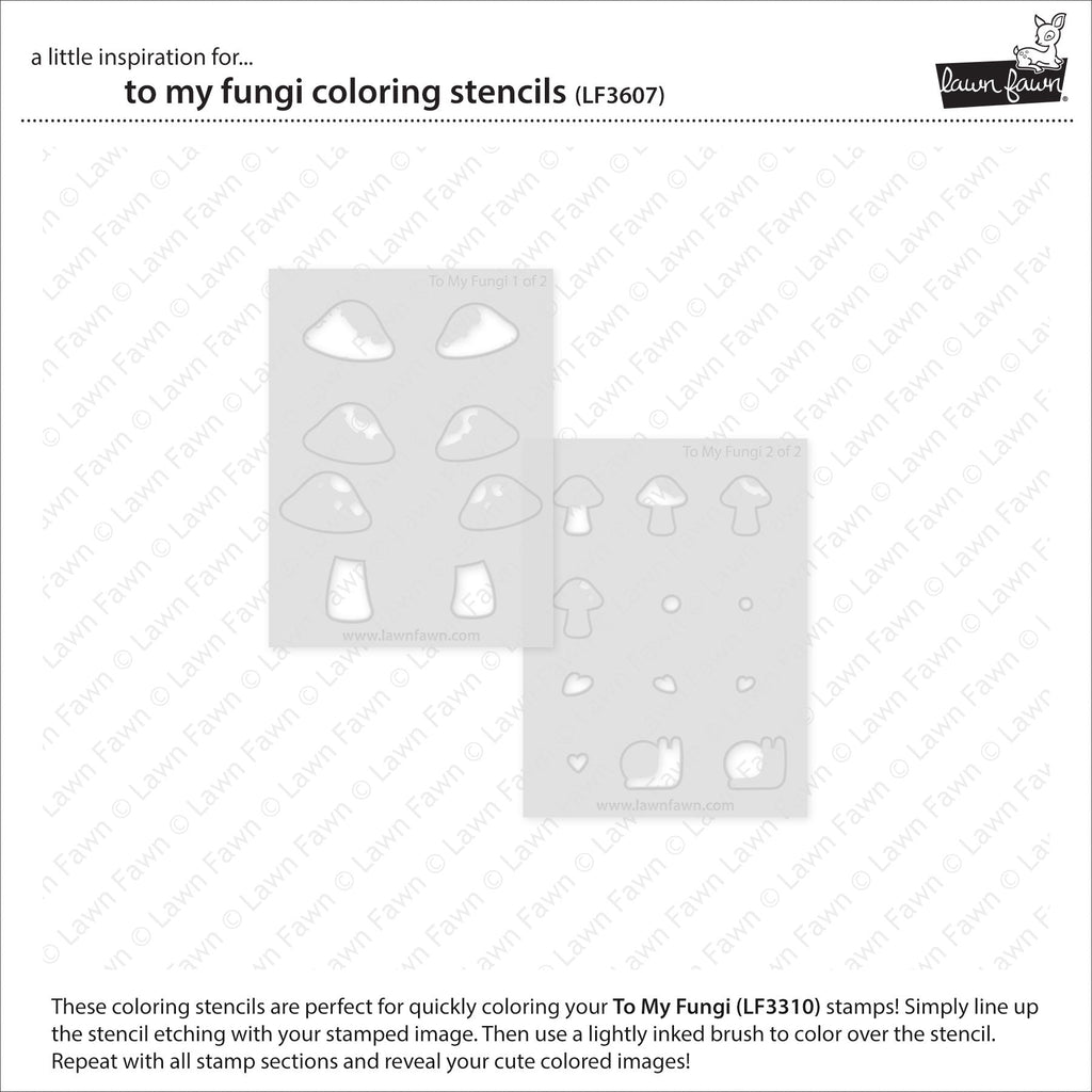 Lawn Fawn To My Fungi Coloring Stencils lf3607 outside of packaging