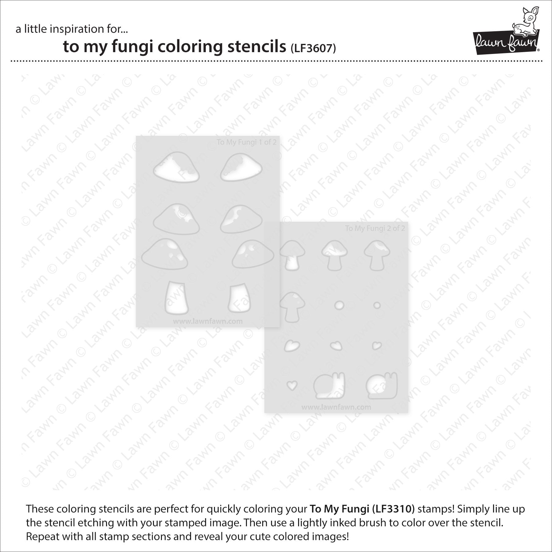 Lawn Fawn To My Fungi Coloring Stencils lf3607 outside of packaging