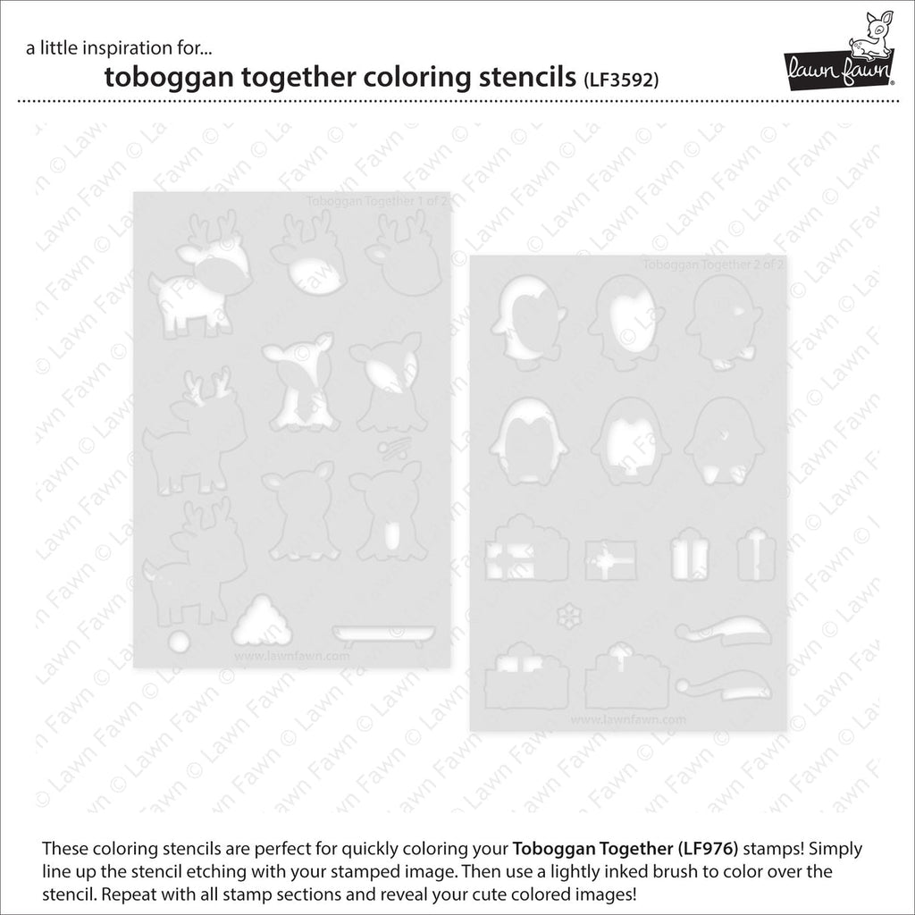 Lawn Fawn Toboggan Together Coloring Stencils lf3592 Set