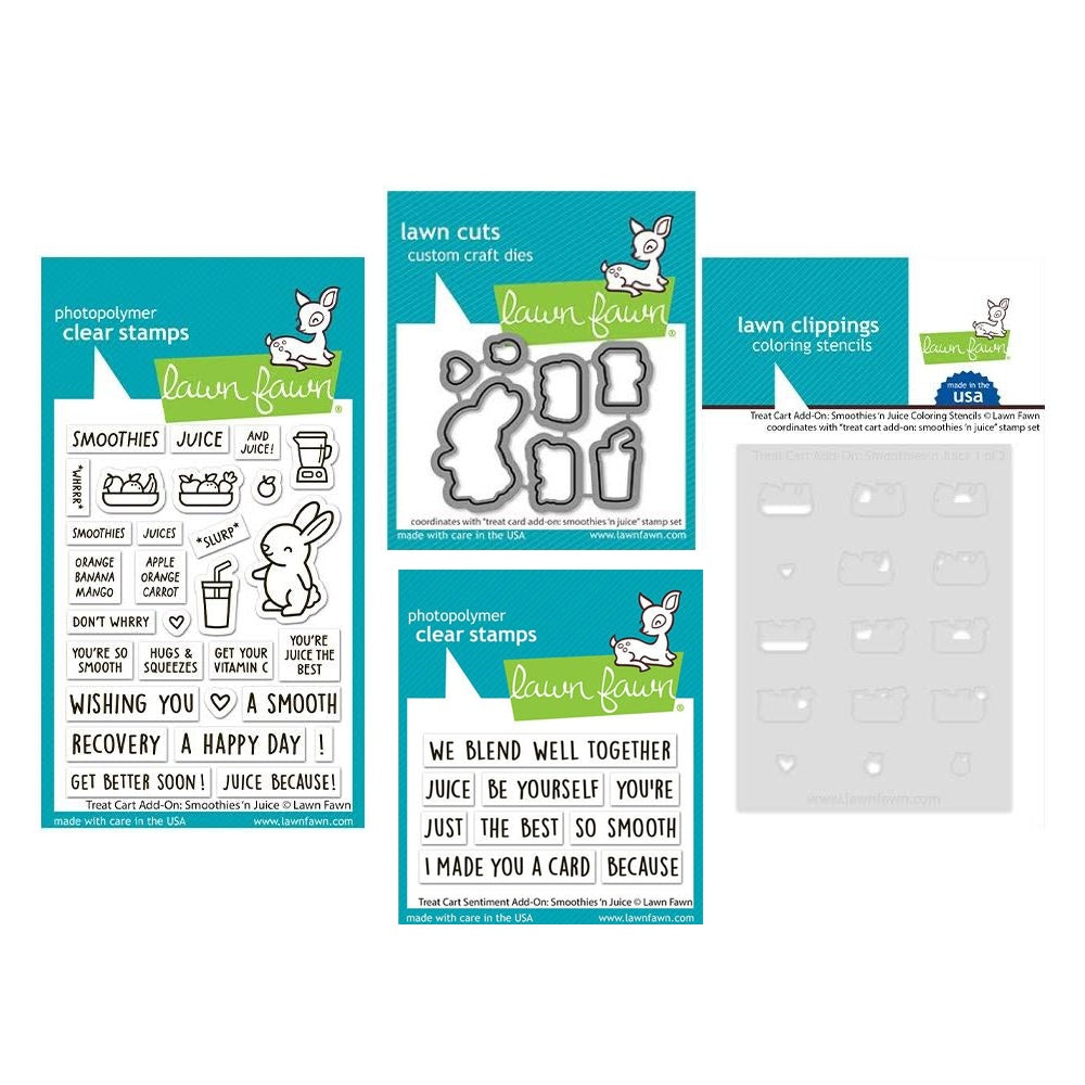Lawn Fawn Treat Cart Add-On: Smoothies 'n Juice Stamps Dies and Coloring Stencils Set