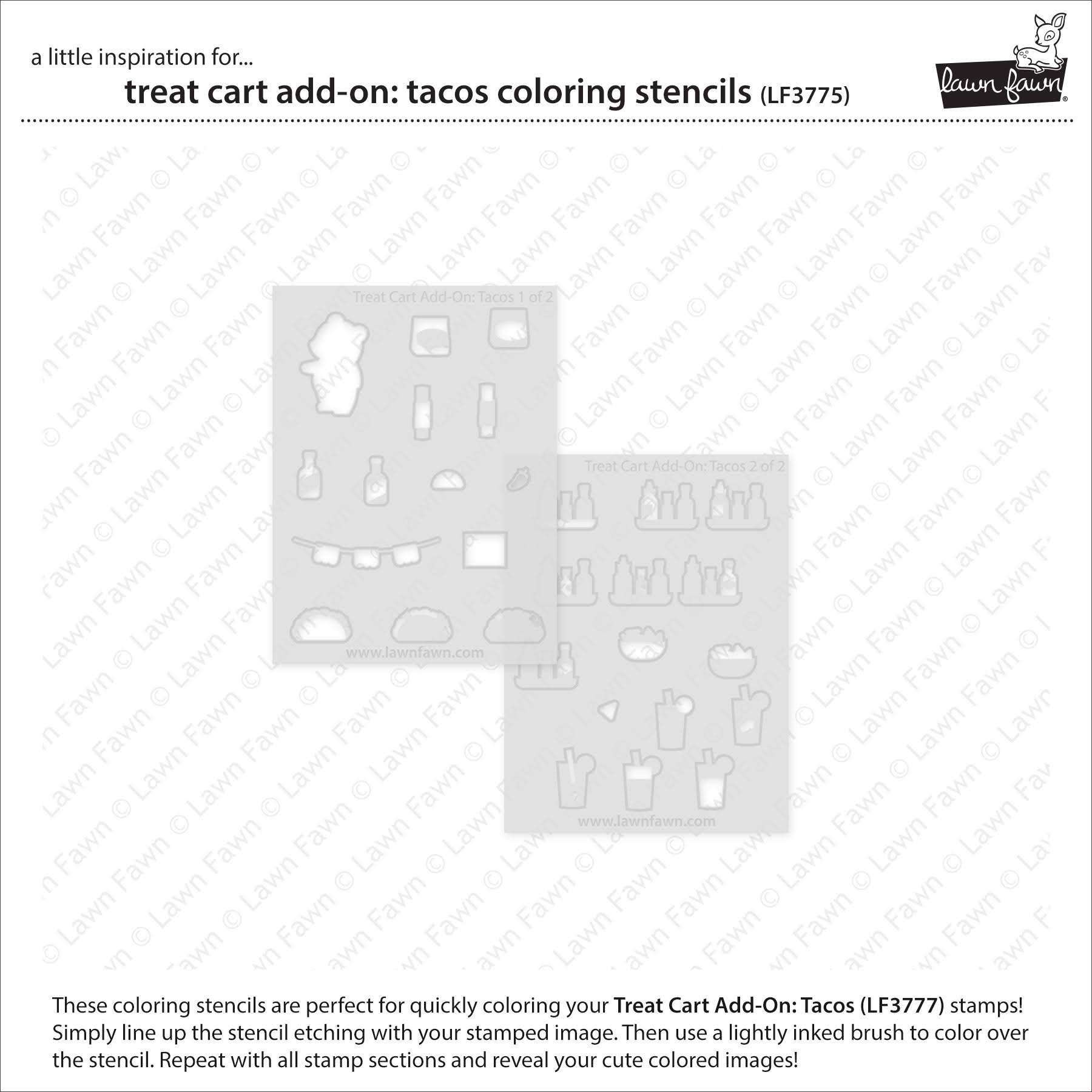 Lawn Fawn Treat Cart Add-On: Tacos Coloring Stencils lf3779 set of 2