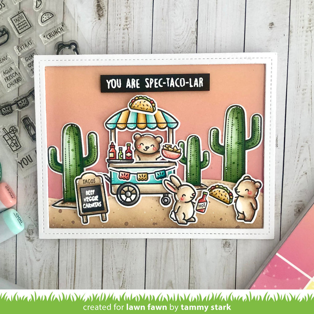Lawn Fawn Treat Cart Add-On: Tacos Stamps Dies and Coloring Stencils Set taco