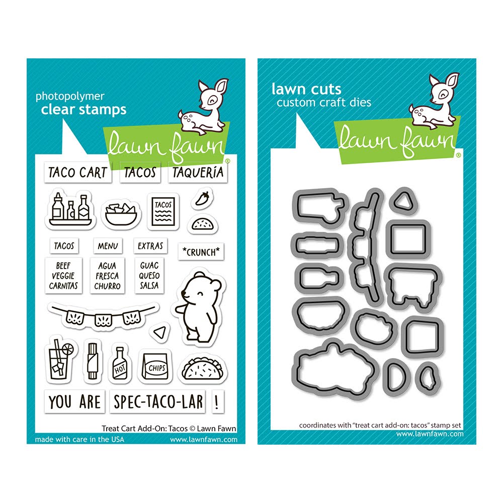 Lawn Fawn Treat Cart Add-On: Tacos Stamps and Dies