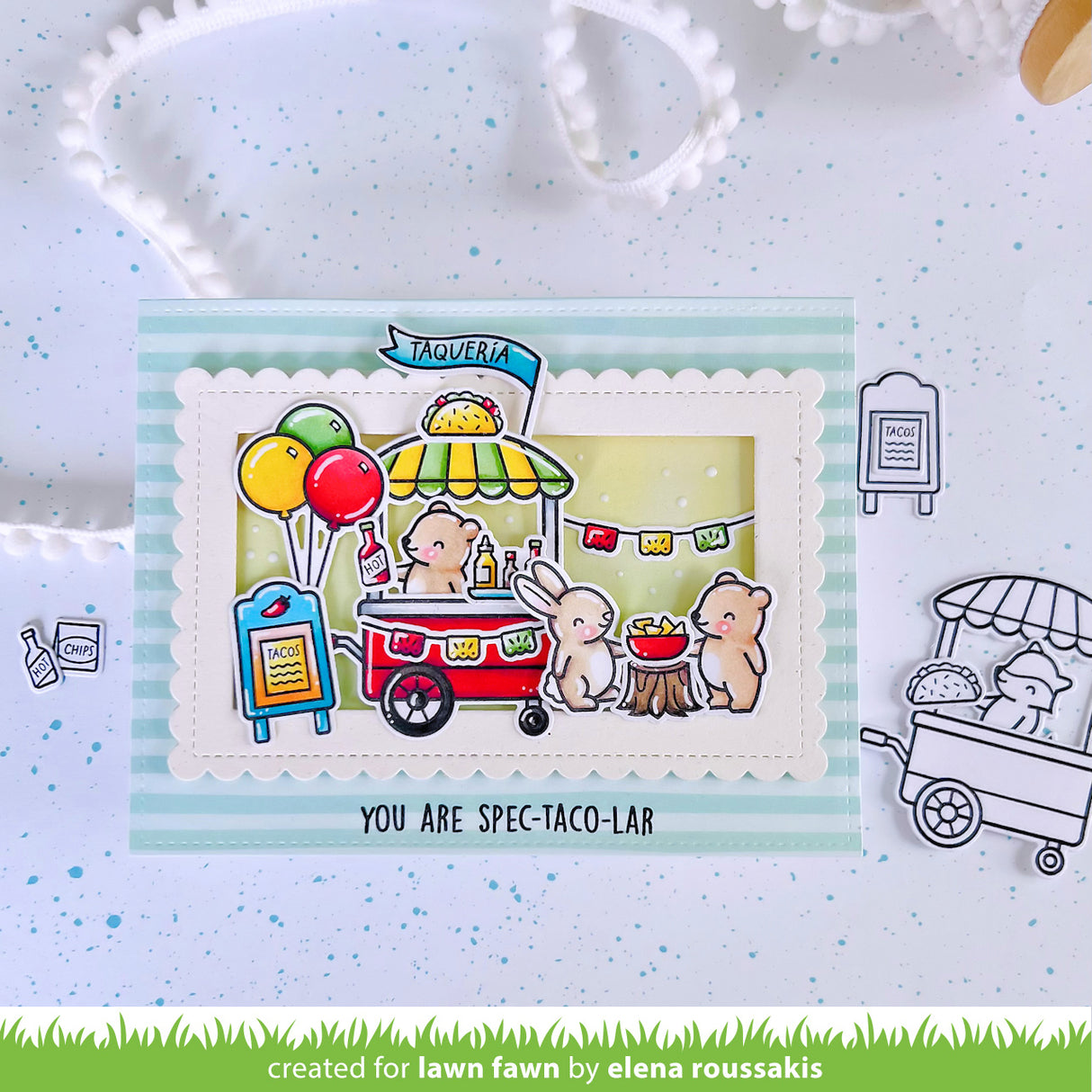 Lawn Fawn Treat Cart Add-On: Tacos Stamps and Dies spectaco