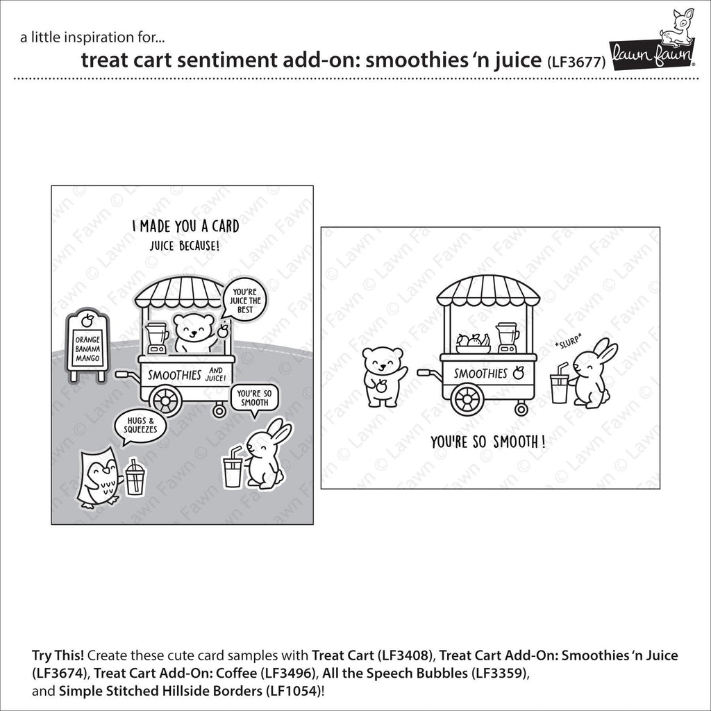 Lawn Fawn Treat Cart Sentiment Add-On: Smoothies 'n Juice Stamps lf3677 So Smooth