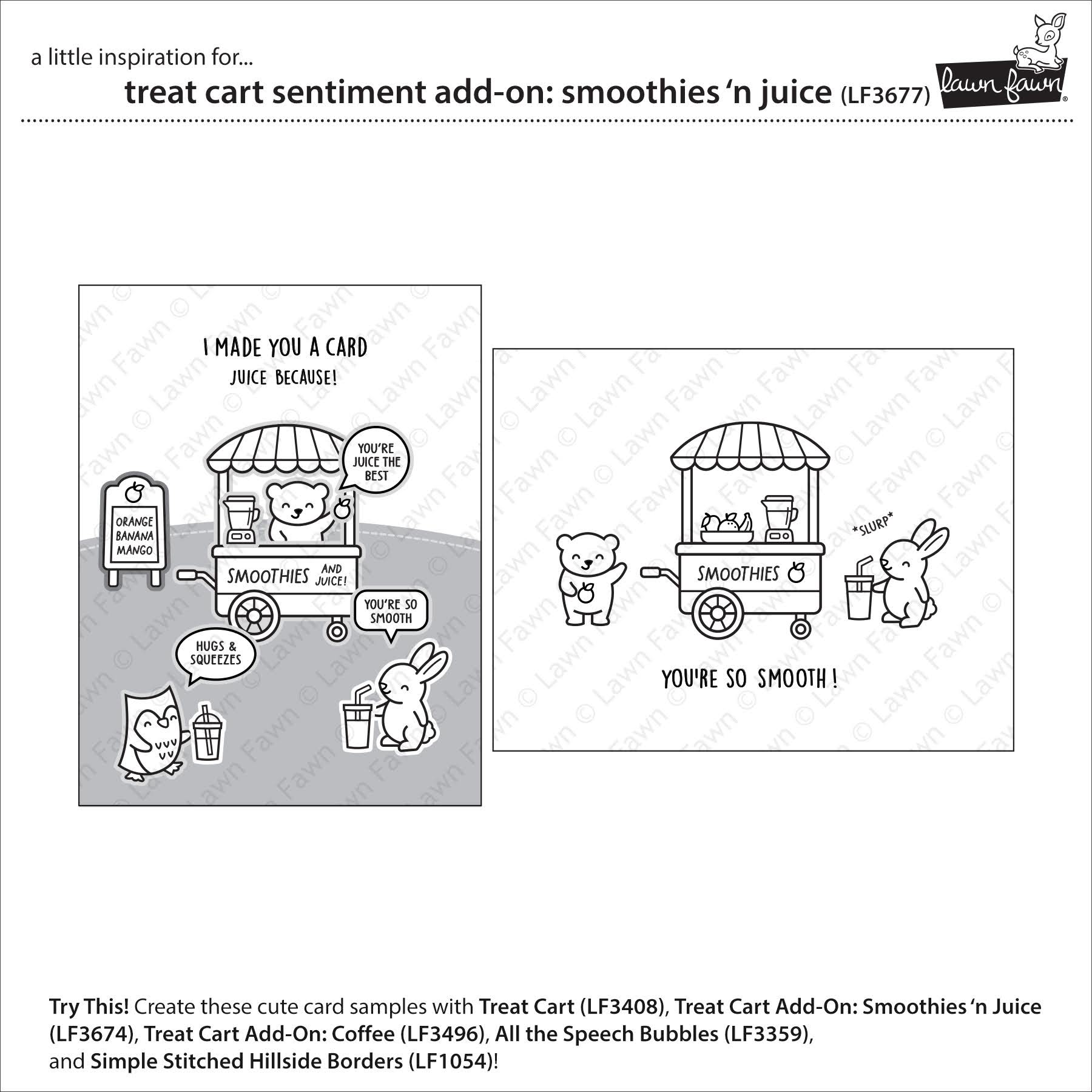 Lawn Fawn Treat Cart Sentiment Add-On: Smoothies 'n Juice Stamps lf3677 So Smooth
